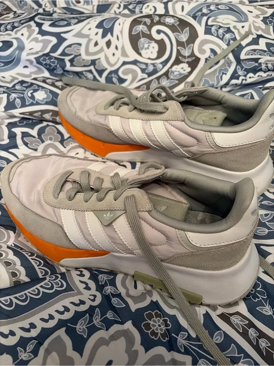 adidas Gray, White & Orange Retro-Style Runners