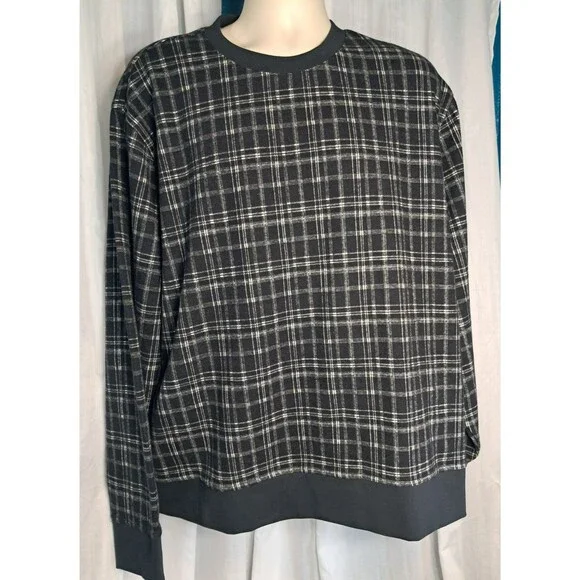 NWT Banana Republic Mens Black White Check pullover Sweater Size 2XL