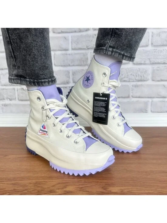 ⭐Converse Run Star Hike Hi Platform 7 Women's Shoes Sneakes Beige Purple A16188C