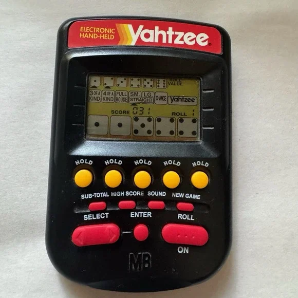 Vintage 1995 Yahtzee Handheld LCD Game Milton Bradley Tested & Working