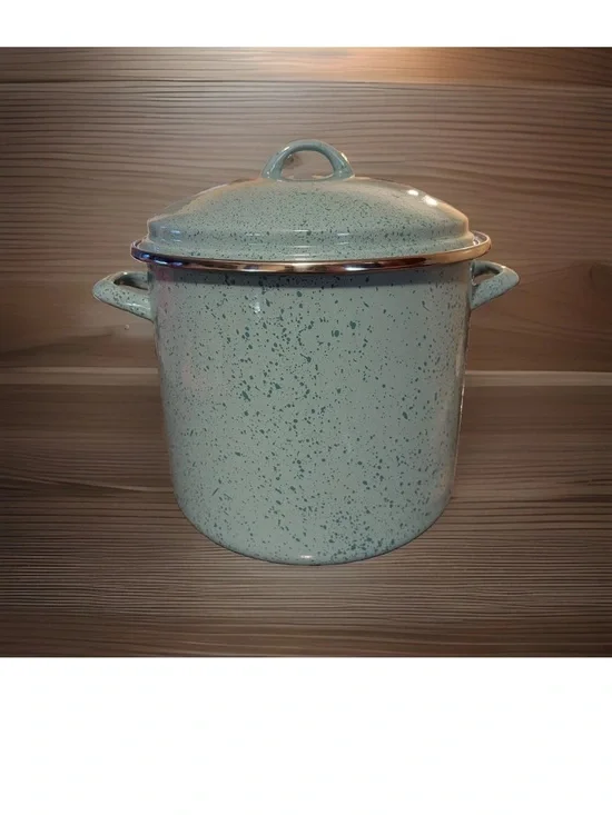 Mint Speckled 12 qt. Enamel Stockpot with Lid - Home Kitchen Cookware