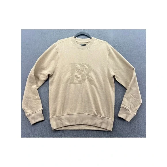Banana Republic Sweatshirt Mens Sz M Tan Khaki BR Logo Crewneck Pullover