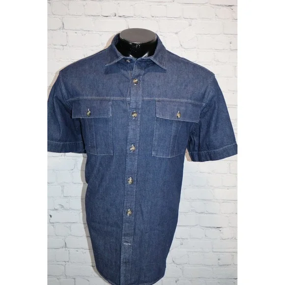 Banana Republic Denim Shirt Mens XL Blue Jean Short Sleeve Utility Workwear