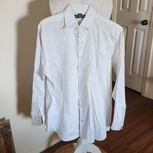 Banana Republic Button Down Dress Corporate Preppy Pin Striped Shirt Size Large