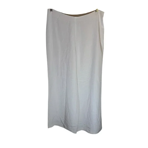 Eileen Fisher Heavyweight Silk Crepe de Chine Pant White Wide Leg‎ Sz Med Bridal