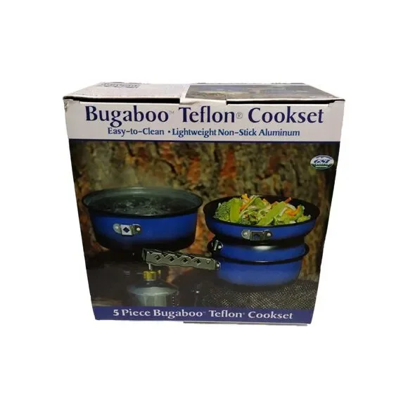 GSI Outdoors Bugaboo 5 pc Teflon Cookset Blue Non-Stick Aluminum Camp Tailgate
