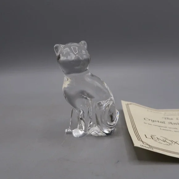 Vintage Lenox Small Crystal Cat Figurine Sitting 2 inch tall