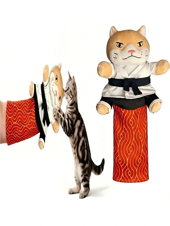 Karate Kitty Puppet Cat Wrestling Play Glove Full-Coverage Arm Sleeves toy nwt