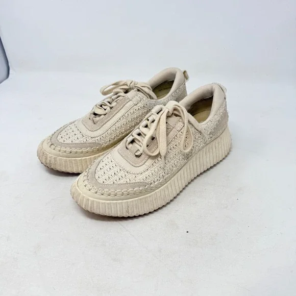 Dolce Vita Dolen Sneakers Cream Size 8 Knit Crochet Platform Chunky Shoes