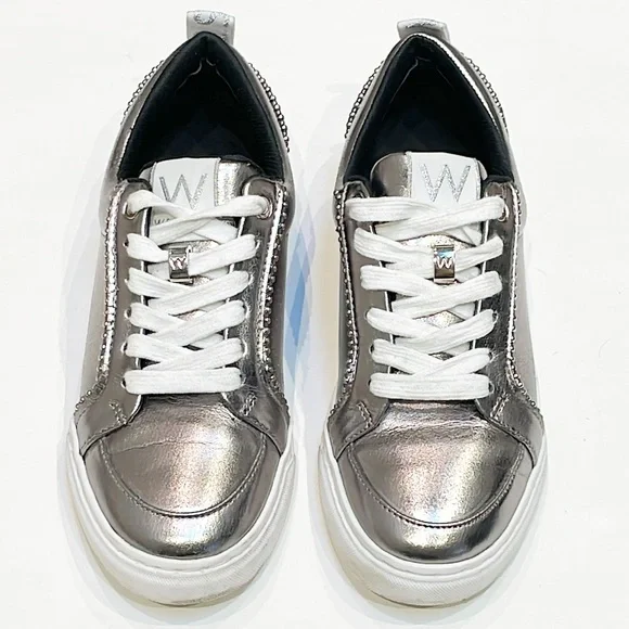 Westies Tori metallic silver stud lace up sneakers size 5