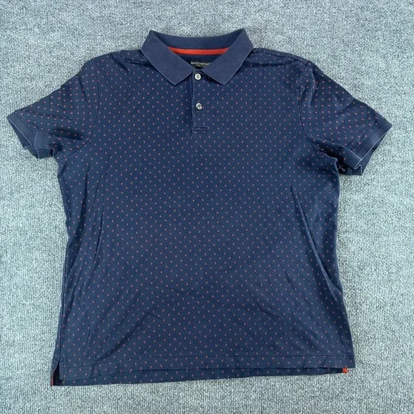 Banana Republic Luxury Touch Mens Navy Diamond Preppy Summer Polo Shirt Large