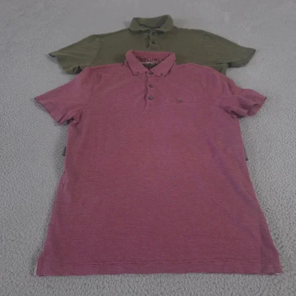 LOT OF 2 Banana Republic Polo Shirt Mens Medium Multi Luxury Touch Cotton Bundle