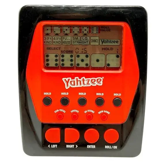 Yahtzee Handheld Electronic Game 2012 Red Black Hasbro Tested A2125