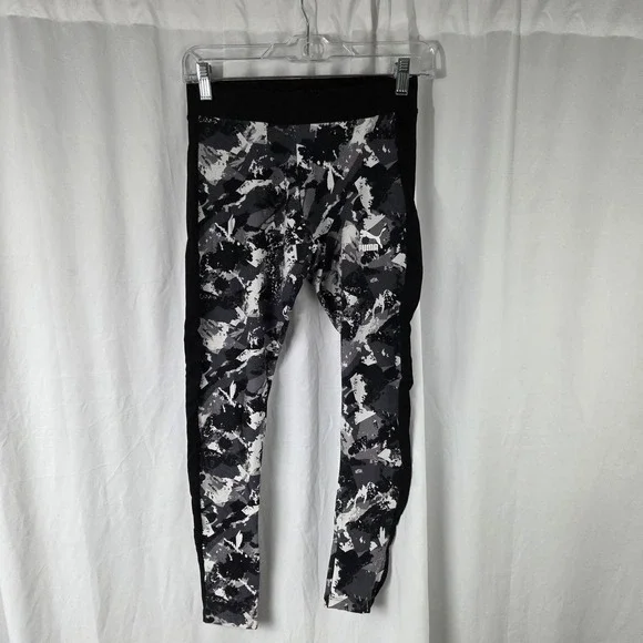 Puma Leggings Womens Medium Black Camo Ankle Stretch Athletic Pants Jersey Logo