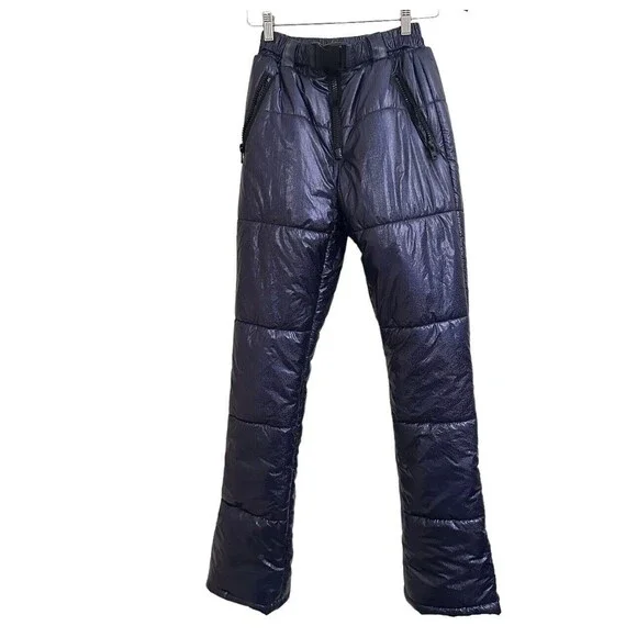 Clubb Exx metallic Blue Ski Snow Pants Xs Dollz Kill Iridescent‎ Puffer Shimmery