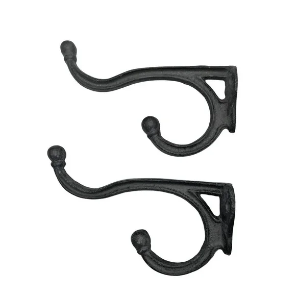 2  Cast Iron Wall Hooks Towel‎ Key Holder Bathroom Hat Coat Entry Hanger 6.5