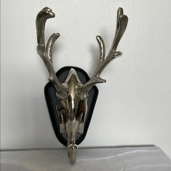 Silver and Black Wall Hooks with Antler Design
