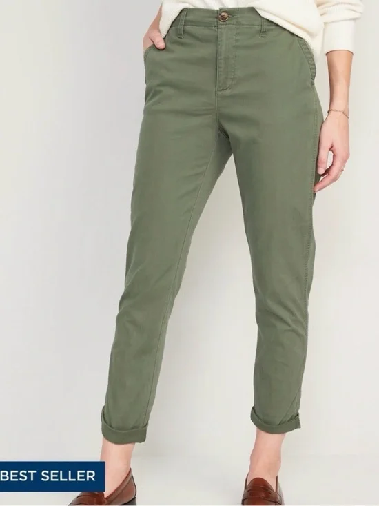 Old Navy High Waist Chino Pants - Olive Green