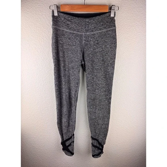 Beyond Yoga Womens Gray Heathered Leggings‎ Strappy Ankle Size S