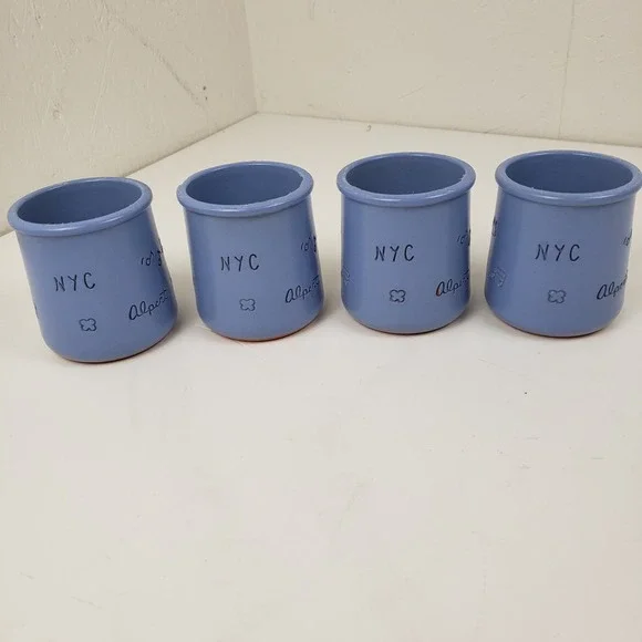 La Fermiere x Alex Alpert Limited Edition NYC Yogurt Pots Blue Set of 4 Jars