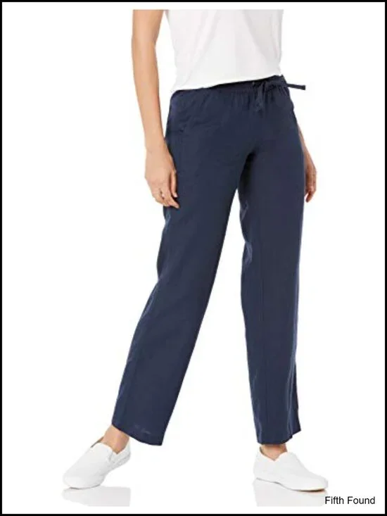 Linen Blend Drawstring Wide Leg Pants Relaxed Fit Plus Size