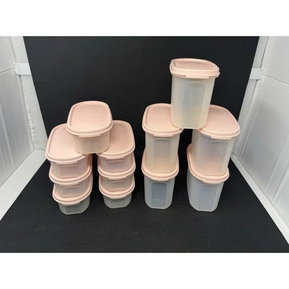 Tupperware Modular Mates Lot 12 Pc Pink Lids Pantry Storage Containers Set