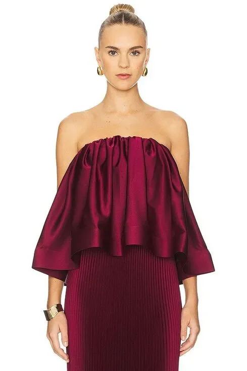 L'IDEE Breeana Top & Gala Skirt Wine Set Size S