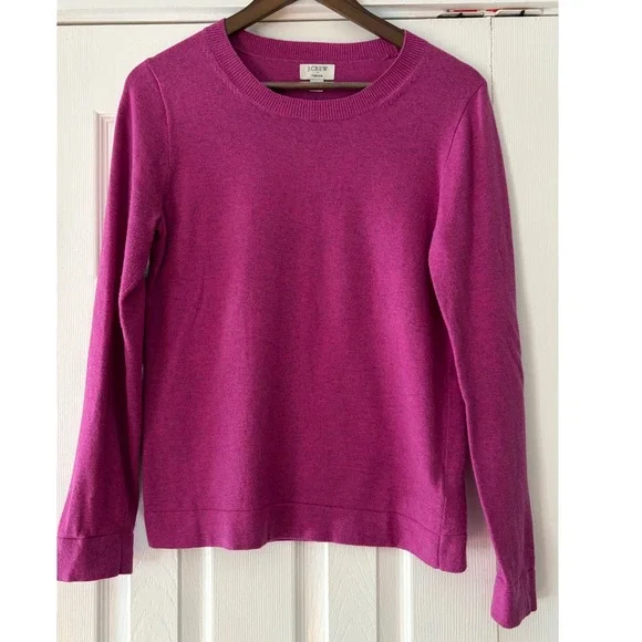 J.Crew Teddie Sweater Small Magenta‎ Pink Cotton Wool Blend Crewneck Pullover