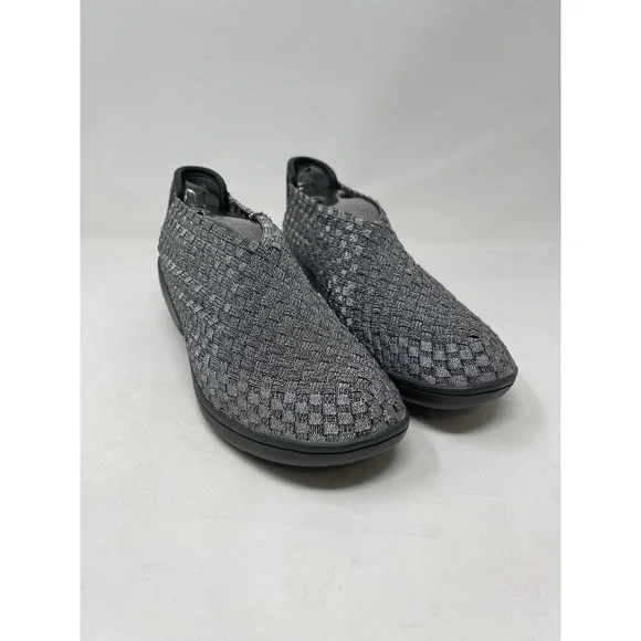 Skechers Wedge Heels Womens Size 8 Silver Metallic Flexible Memory Foam Slip On