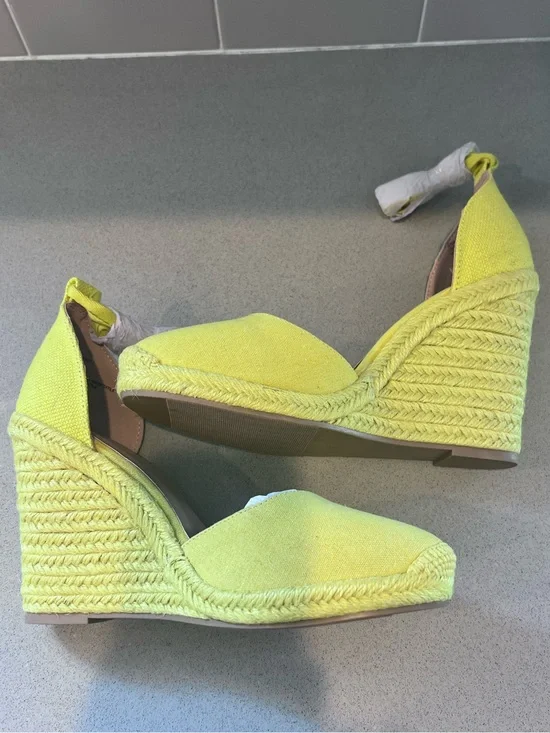 Espadrille Wedge Heels Ankle Ribbon Wrap  Jenala Sz 9 1/2
