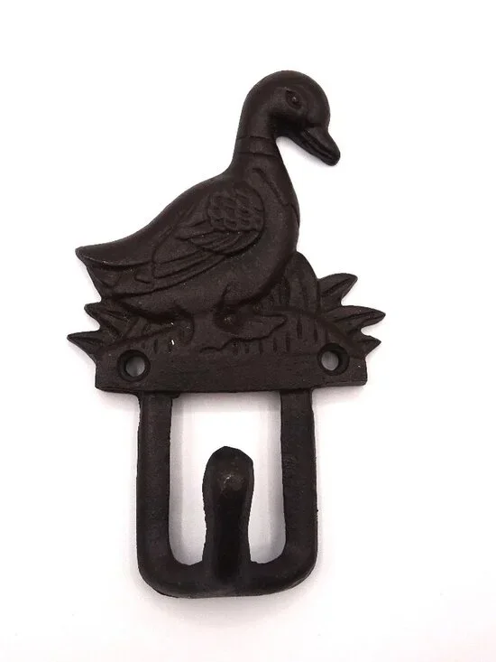 Vintage Cast Iron Duck Wall Hook Rustic Farmhouse Coat Hat Towel Hanger