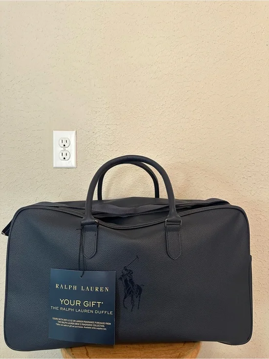 Ralph Lauren Navy Pebbled Leather Duffel