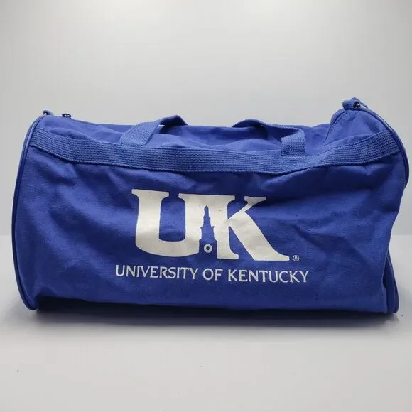 Vintage University of Kentucky Blue Barrel Duffel Bag UK Wildcats College Travel