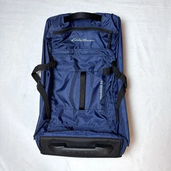 Eddie Bauer Traverse 22 Rolling Duffel Luggage Bag Carry On Duffle Suitcase Blue