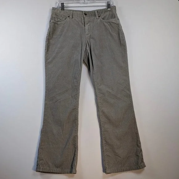 Lands' End Corduroy Pants Women's 6 Gray Fit‎ 2 Bootcut Stretch Cotton Blend