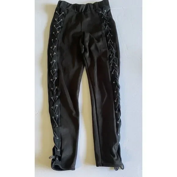 Seven 7 Stretch Pants‎ Size 6 Black Pull On Legging With Braided Leg