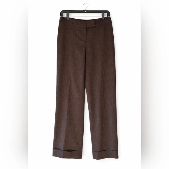 CAbi Women's Size 2 Brown Pinstripe Wide Leg Career Dress Pants‎