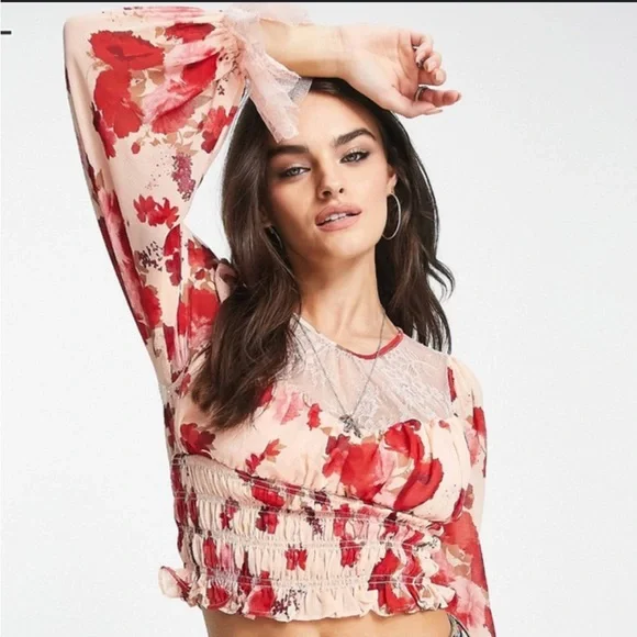 Free People Daphne Floral Ethereal Blouse