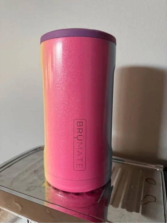 BrüMate Pink rainbow ombré Glitter Insulated Tumbler with Lid