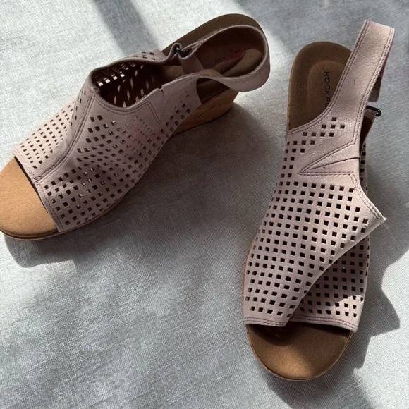 Rockport Pink Wedge Shoes with Perforated Design