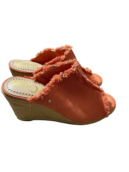 Circus by Sam Edelman Orange Frayed Canvas Wedge Sandals