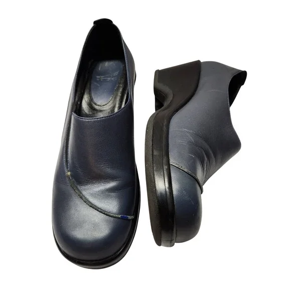 Dansko Womens Navy Blue Leather Wedge Loafers Comfort Shoes Size EU 40 US 9.5/10