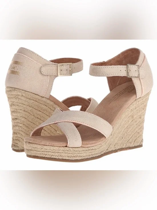 toms metallic neutral jute wedges