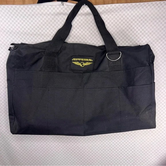 Jeppesen Flight‎ Duffle Overnight Bag Pilot Aviation Black 16x9x5 1/2” Dual Zip