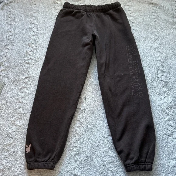 PLAYBOY By Pacsun Baggy Sweatpants Brown Spellout Size Small Women's Joggers Y2K