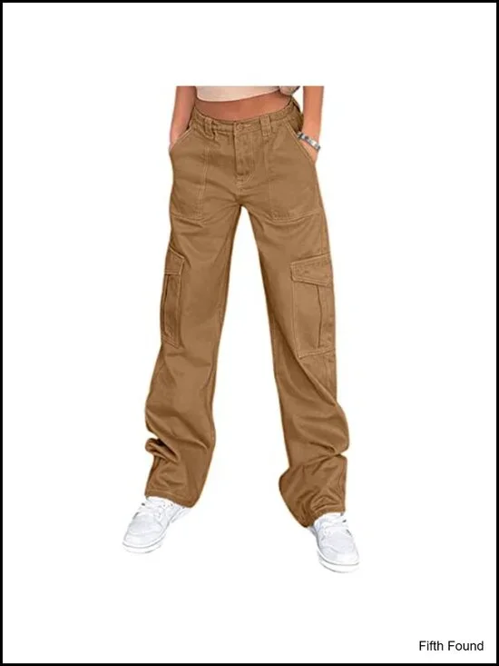 High Waisted Baggy Cargo Pants with 6 Pockets Y2K Streetwear