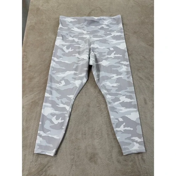 Athleta Elation Tight Grey‎ Leggings Womens Size 1X White Camo