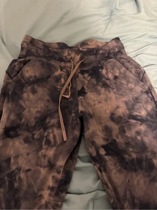 Tie-Dye Drawstring Sweatpants - Brown & Black