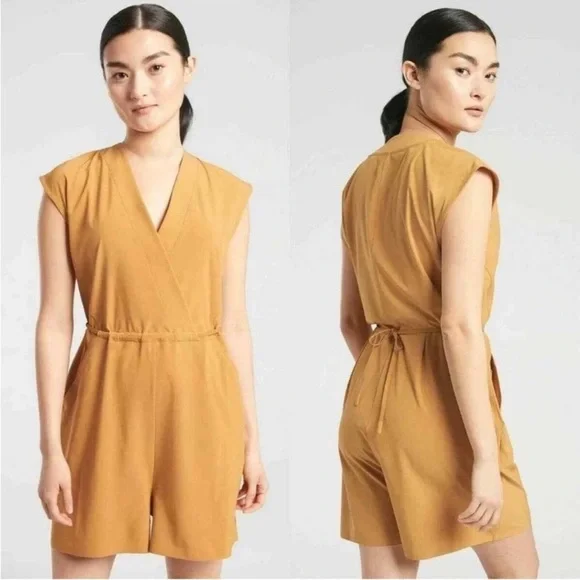 EUC - Athleta Marlow Romper - size XXS - Tuscan Gold