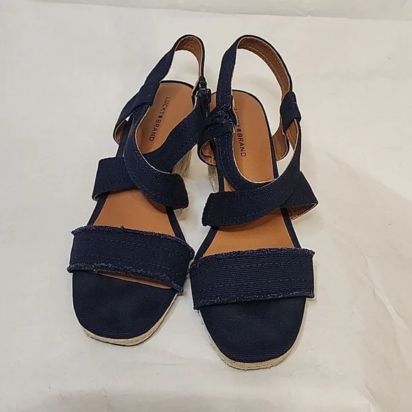 Lucky Brand Navy Slingback Espadrille Sandals